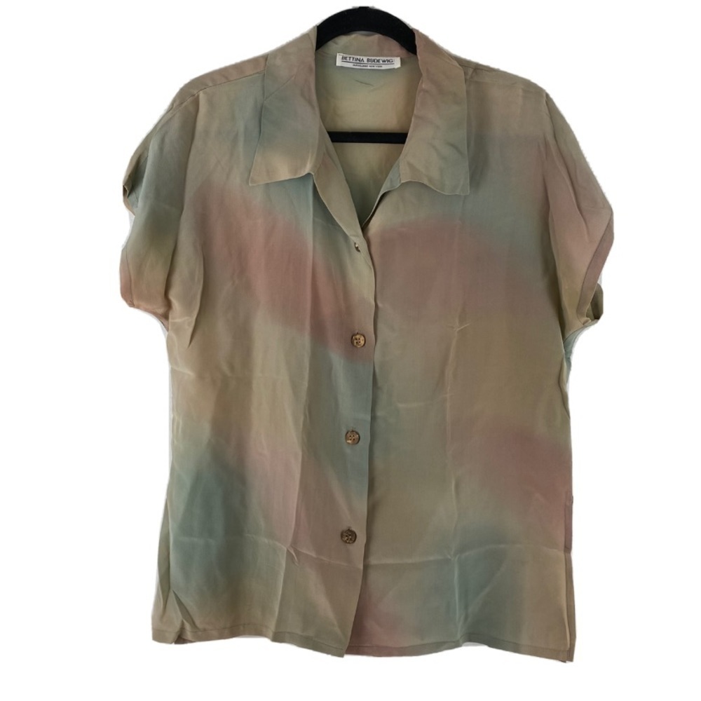 Bettina Budewig New York Vintage Chiffon Blouse Watercolor Women's Small Medium